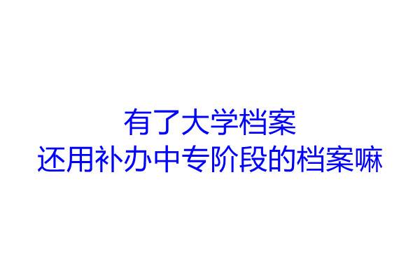 有了大学档案还用补办中专阶段的档案嘛