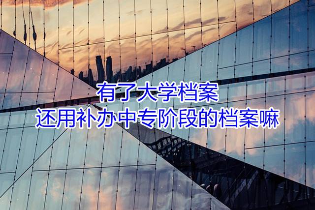 有了大学档案还用补办中专阶段的档案嘛