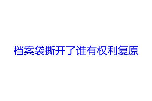 档案袋撕开了谁有权利复原
