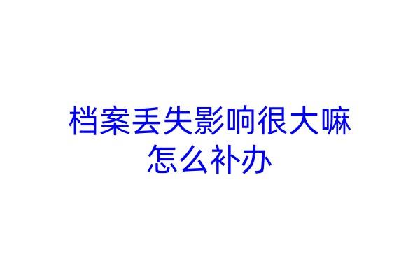 档案丢失影响很大嘛，怎么补办