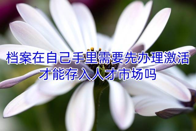档案在自己手里需要先办理激活才能存入人才市场吗