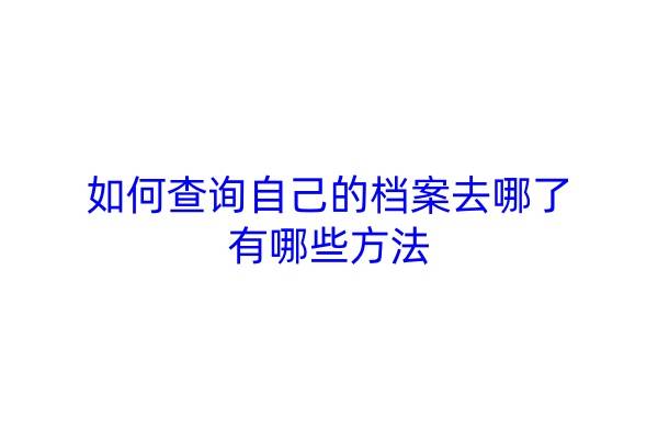 如何查询自己的档案去哪了，有哪些方法