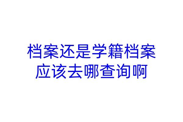 档案还是学籍档案，应该去哪查询啊