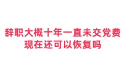 辞职大概十年一直未交党费，现在还可以恢复吗