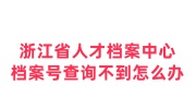 浙江省人才档案中心档案号查询不到怎么办