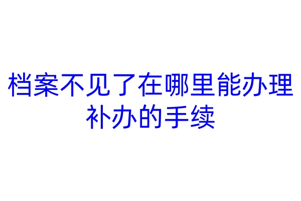 档案不见了在哪里能办理补办的手续