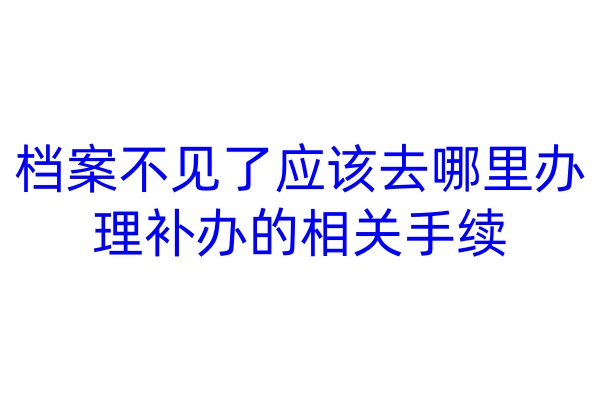 档案不见了应该去哪里办理补办的相关手续