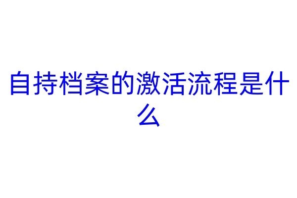 自持档案的激活流程是什么
