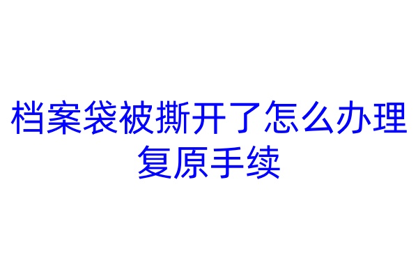 档案袋被撕开了怎么办理复原手续