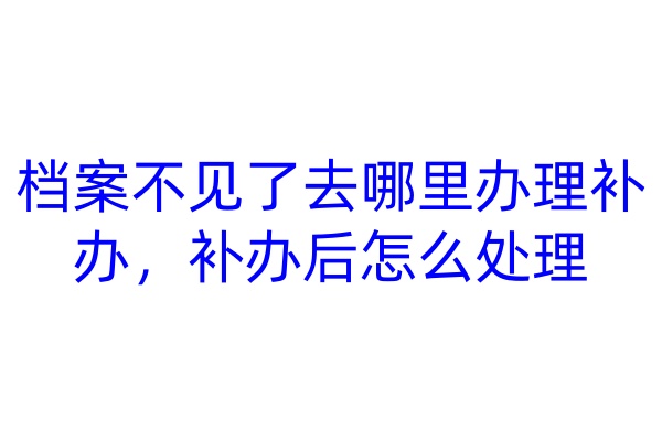 档案不见了去哪里办理补办，补办后怎么处理