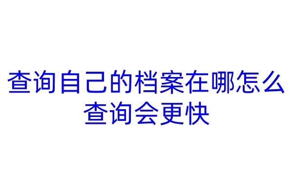 查询自己的档案在哪怎么查询会更快