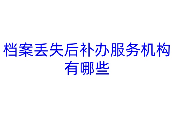 档案丢失后补办服务机构有哪些