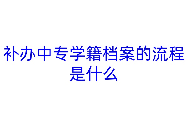补办中专学籍档案的流程是什么
