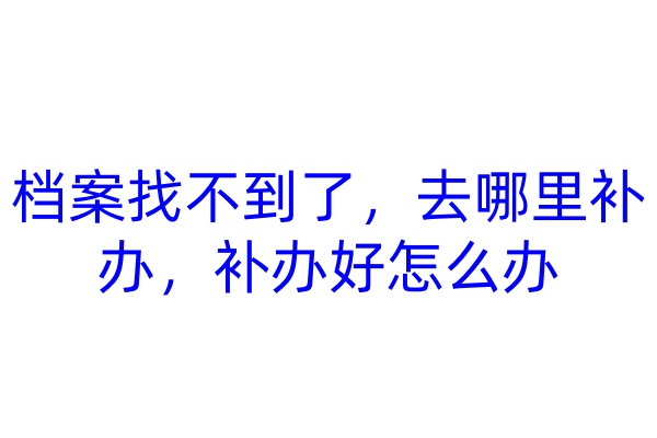 档案找不到了，去哪里补办，补办好怎么办