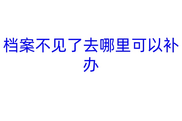 档案不见了去哪里可以补办