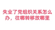 失业了党组织关系怎么办，往哪转移放哪里