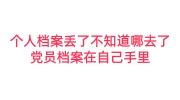 个人档案丢了，不知道哪去了，党员档案在自己手里