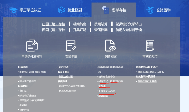 档案放入留学服务中心申请流程图